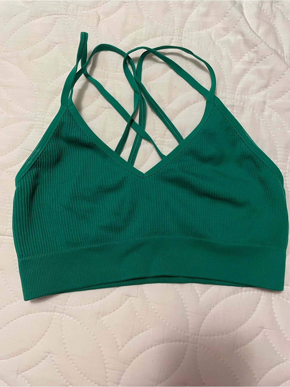 aerie Emerald Green Ribbed Crisscross Bralette
